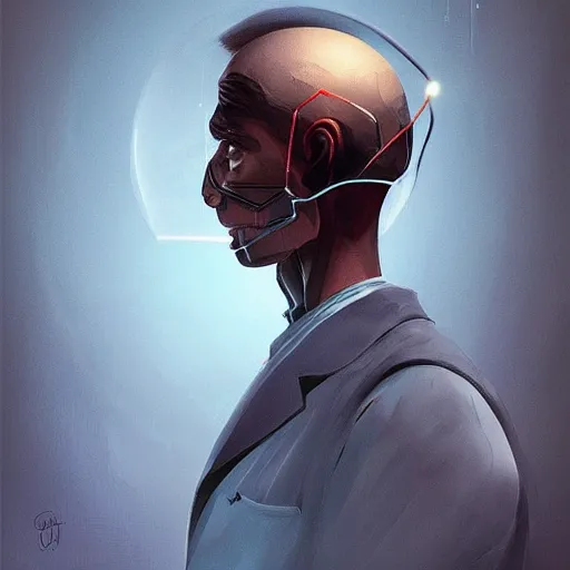 Prompt: concept art of scientist by jama jurabaev, brush stroke, scifi accessories, trending on artstation, symmetry, high quality, extremely detailed