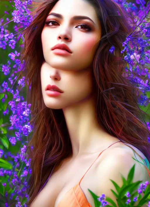 Image similar to photo of a gorgeous female in the style of stefan kostic, realistic, professionally, half body shot, sharp focus, 8 k high definition, insanely detailed, intricate, elegant, art by stanley lau and artgerm, extreme bokeh foliage