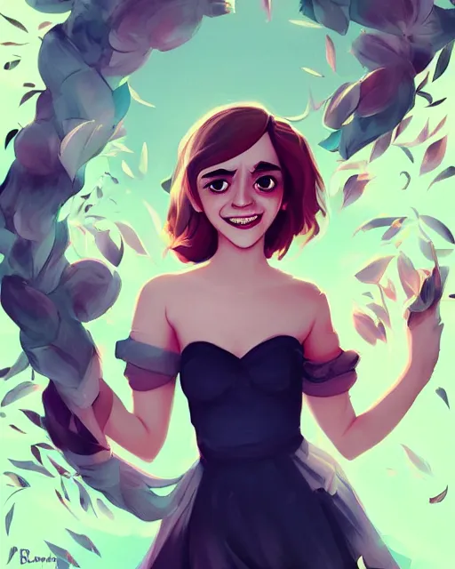 Image similar to beautiful full body Emma Watson smiling illustration by lois van baarle and loish and ross tran and rossdraws and sam yang and samdoesarts and artgerm