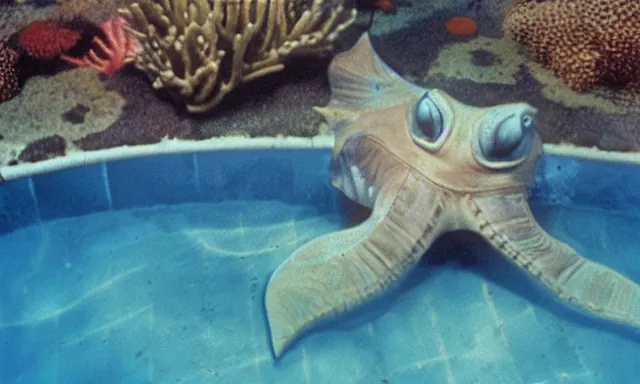 Image similar to sea creature in pool, photo from the 80s