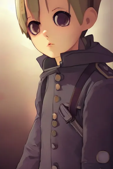 Prompt: beautiful little boy in nazi male uniform. made in abyss art style, sharps focus, cute detailed artwork, anatomically correct, ilya kuvshinov, reflection, perfect composition, wallpaper mobile, digital art, detailed anime soft face, symmetrical face, western comic, illustration, realistic, nazism, smooth, lois van baarle, soft details