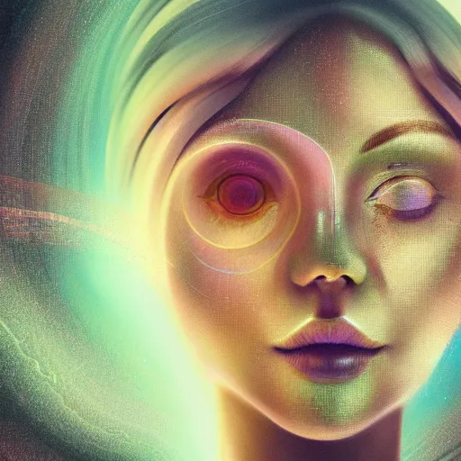 Prompt: face portrait of a woman, iridescent, sci - fi, futurism, face fractals by lois van baarle, cinematic, 8 k