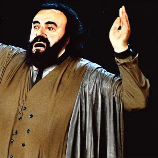 Prompt: luciano pavarotti as a dark souls boss