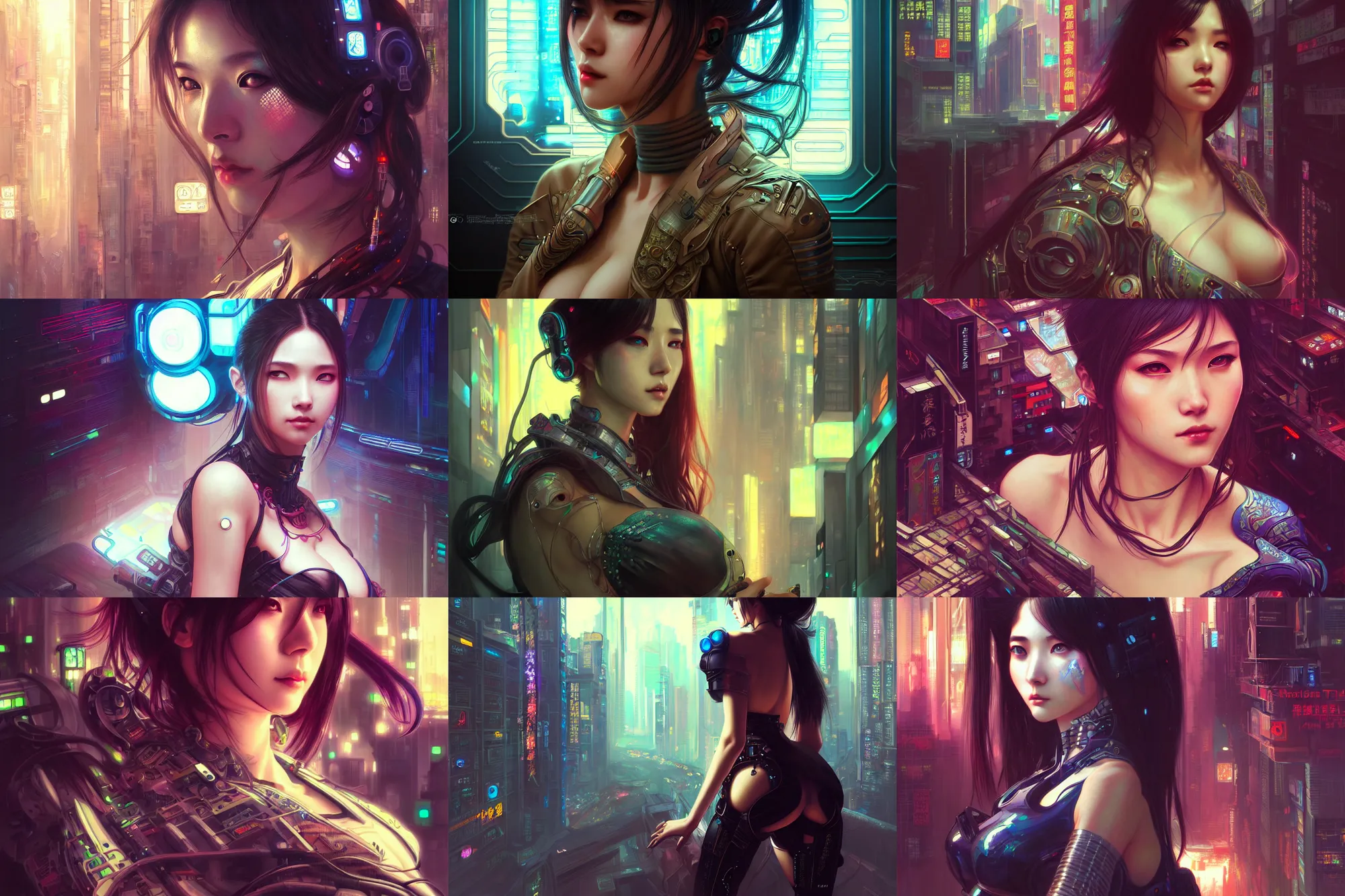 Prompt: ultra realistic beautiful cyberpunk kowloon techno art, beautiful alluring anime woman, sci - fi, fantasy, intricate, elegant, highly detailed, digital painting, artstation, concept art, smooth, sharp focus, illustration, art by artgerm and alphonse mucha and tian zi and col price