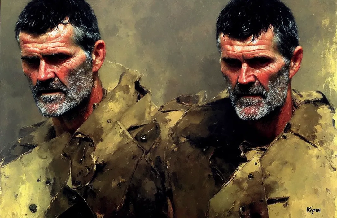 Image similar to portrait of roy keane!!!!!!!!!!!!!!!!!!!!!!!!!!!, detailed face, detailed painting, epic lighting, by ilya repin, phil hale and kent williams