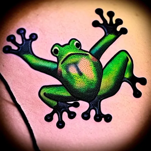 Image similar to “Frog with keyboard and VR set old school tattoo style”