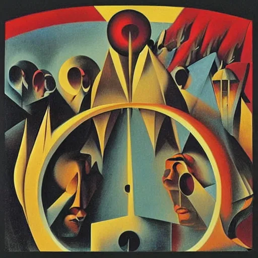 Prompt: pop - rock album cover, by stanislaw szukalski, marcel duchamp, salvador dali