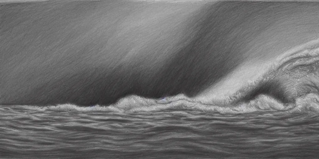 Image similar to a drawing of a tsunami hitting san francisco, realism, 3 d, terror, intense,