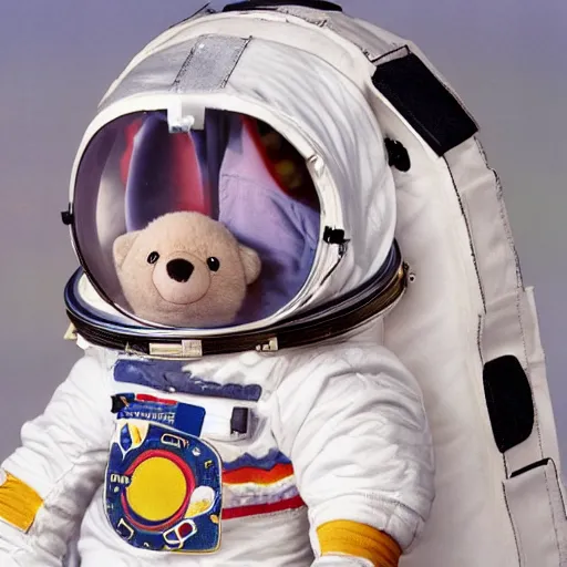 Prompt: TY Beanie Baby animals dress up in space suits and play on the James Webb Telescope in space.