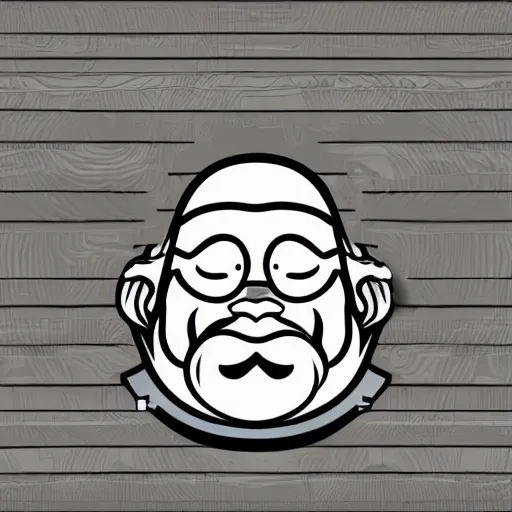 Image similar to bearded nerd turns bowl using woodlathe, vector art, monochromatic