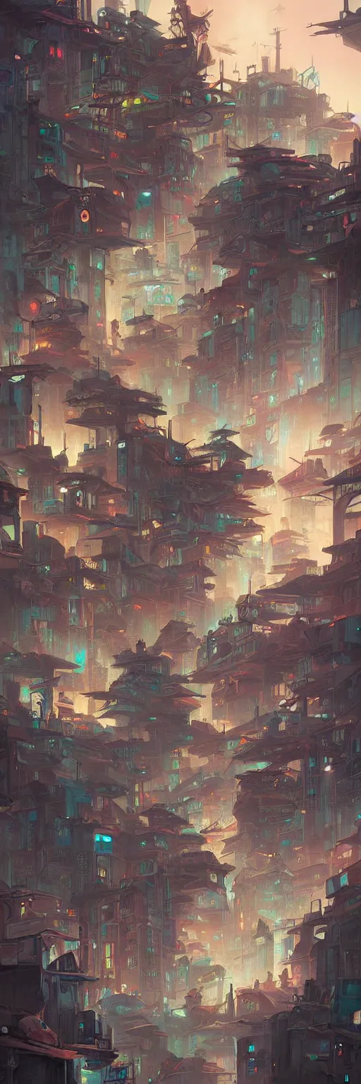 Image similar to cyberpunk favelas, by peter mohrbacher