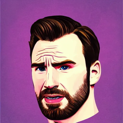 Image similar to portrait of chris evans from movie captain america, highly detailed, centered, solid color background, digital painting