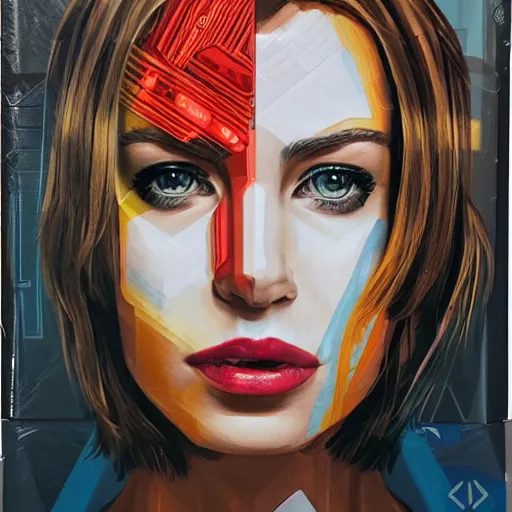 Image similar to a portrait of a single female android, by MARVEL comics and Sandra Chevrier, pinhole camera