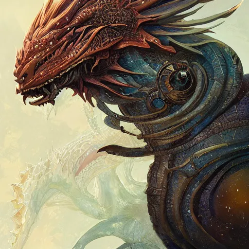 Prompt: a detailed portrait of a star dragon, by victo ngai and justin gerard, digital art, realistic painting, very detailed, sharp focus, fantasy, dnd, character design, trending on artstation