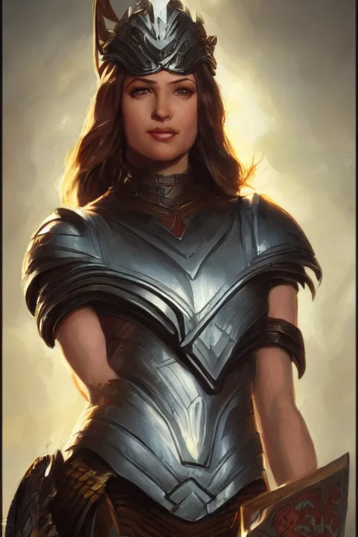 Image similar to amazon valkyrie athena, d & d, fantasy, portrait, highly detailed, headshot, digital painting, trending on artstation, concept art, sharp focus, illustration, art by artgerm and greg rutkowski and magali villeneuve