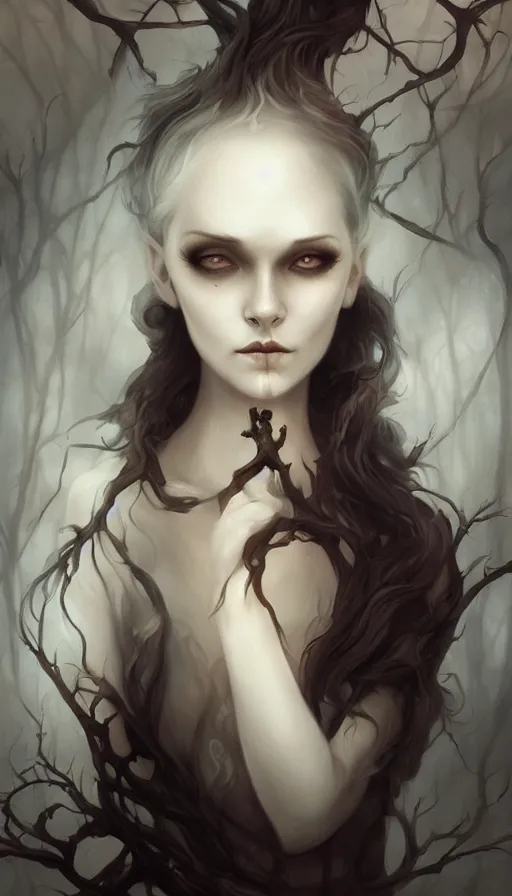 Image similar to life and death mixing together, by charlie bowater