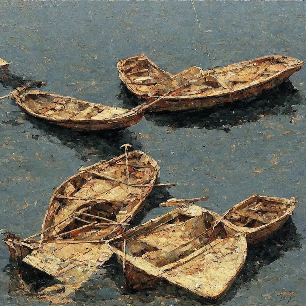 Image similar to boat, painting by denis sarazhin