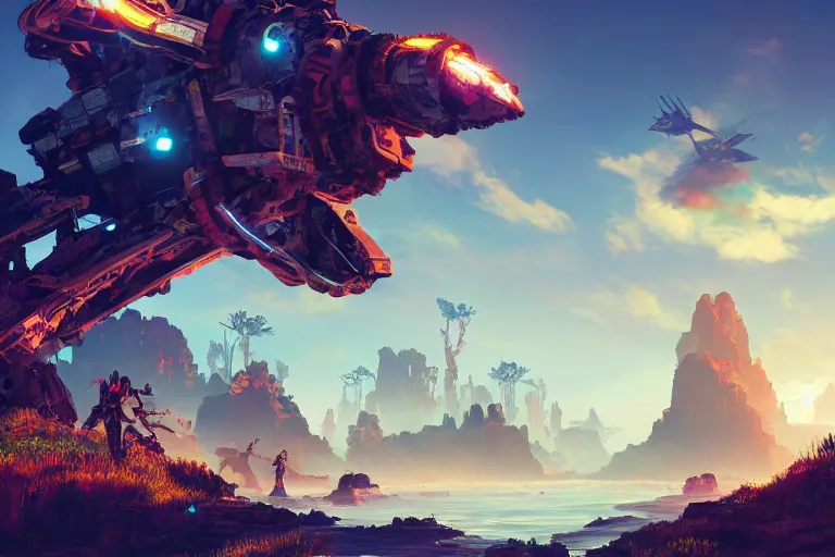 Image similar to sunwing machine mecanical creature robot of horizon forbidden west horizon zero dawn bioluminiscence global illumination ray tracing hdr fanart arstation by ian pesty and alena aenami artworks in 4 k