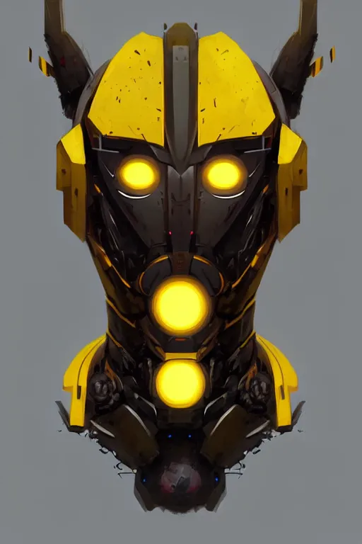 Prompt: portrait cyclopean mecha yellow flat!!!! head by Greg Rutkowski