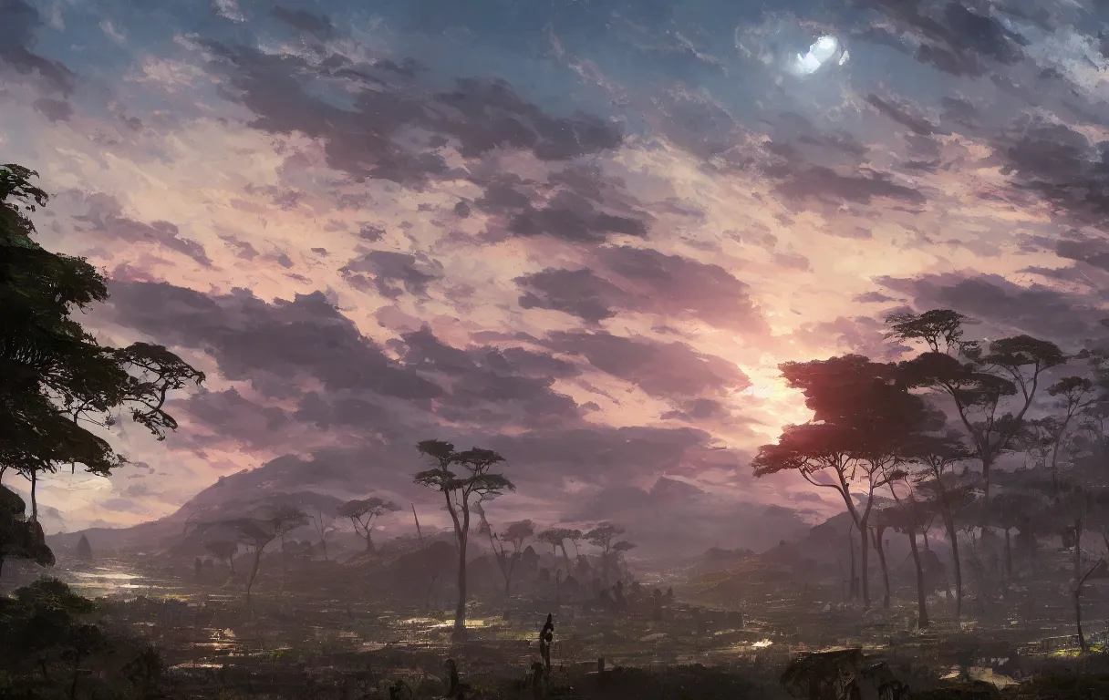 Image similar to A digital painting of a close-up view of wakanda, by Ismail Inceoglu and Caspar David Friedrich, stunning, photorealistic, highly-detailed, 4k, ue5, light effect, rtx on, realistic, cinematic, IMAX quality, trending on artstation