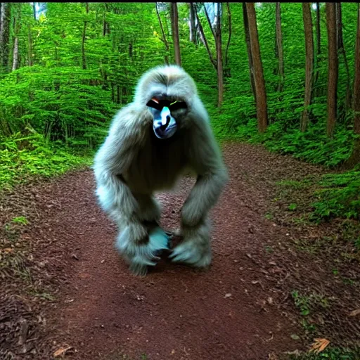 Prompt: trail cam image of a yeti