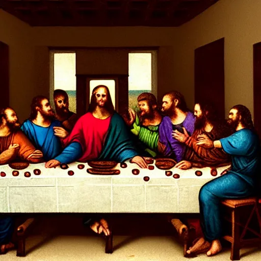 Image similar to the last supper but everyone is jeremy paxman