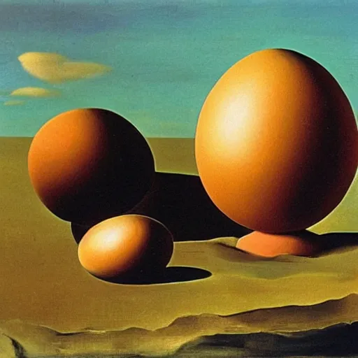 Image similar to A pair of hedgehogs and a floating egg, oil painting by Salvador Dali