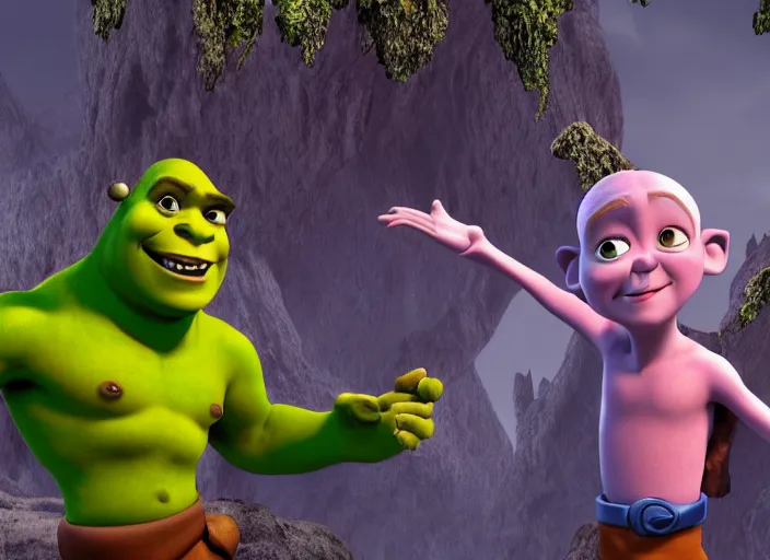 Image similar to Shrek Vs Megamind Death battle, HD footage, Blender