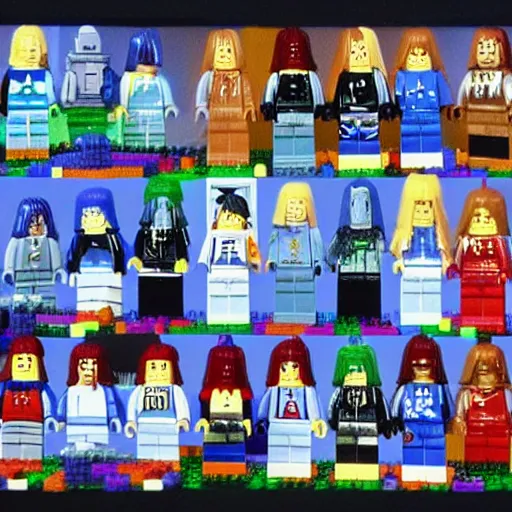 Image similar to Heaven's Gate Cult as Legos