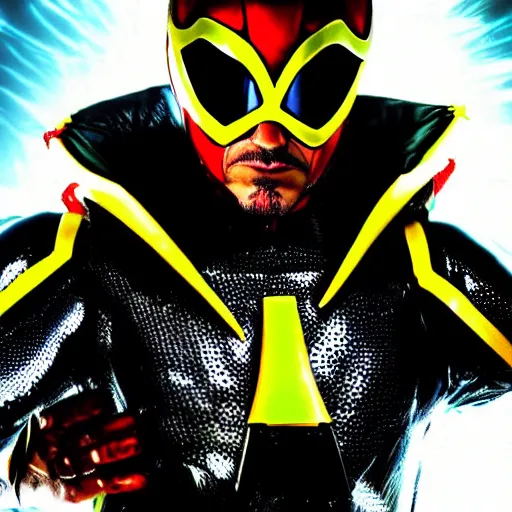 Prompt: robert downey jr. as the spidery power ranger, digital photography, highly detailed