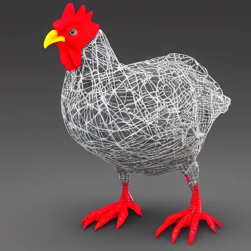 Image similar to 4 th dimensional chicken render, wireframe, unreal engine