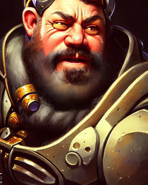 Prompt: torbjorn from overwatch, short, dwarf like, fantasy, fantasy art, character portrait, portrait, close up, highly detailed, intricate detail, amazing detail, sharp focus, vintage fantasy art, vintage sci - fi art, radiant light, caustics, by boris vallejo