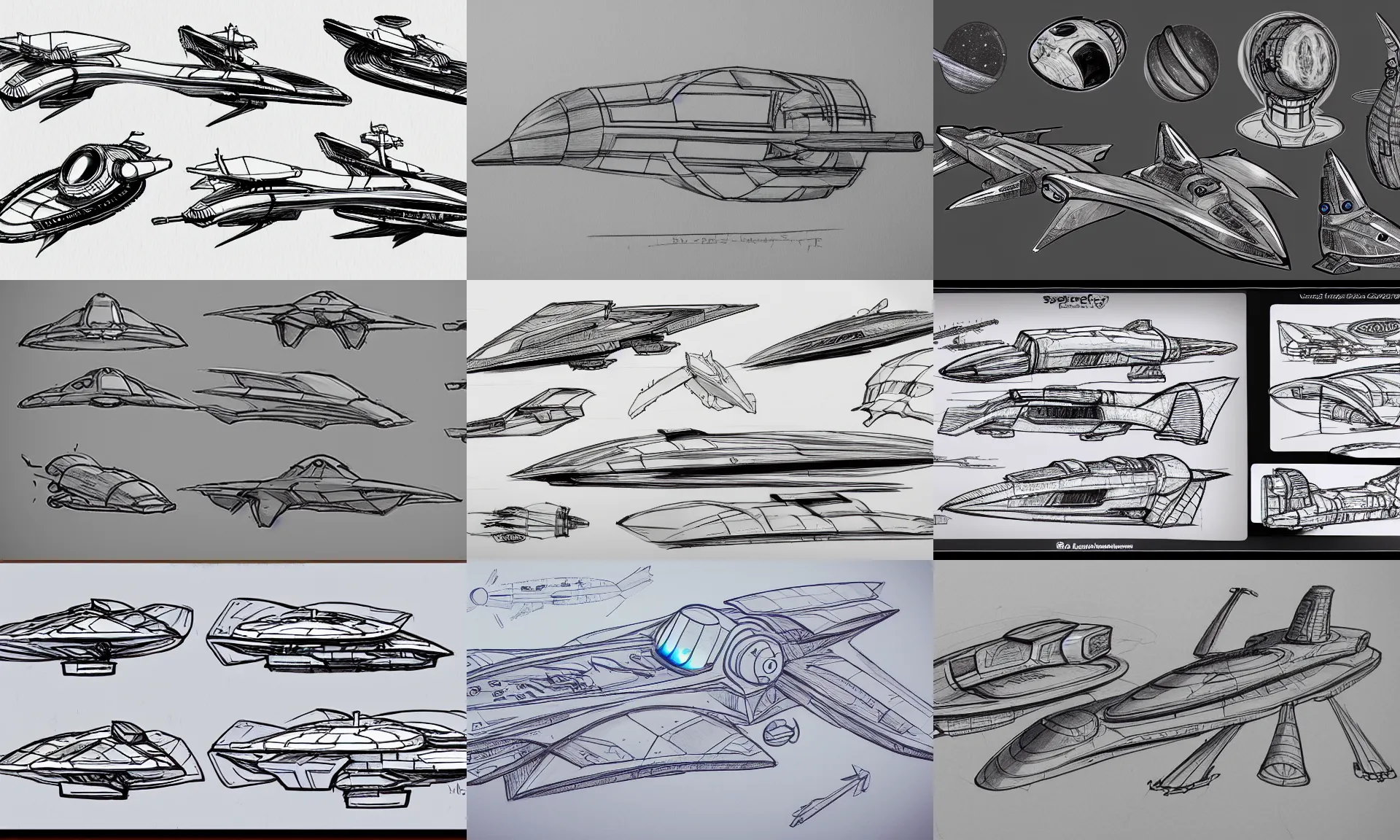 Prompt: spaceship sketches