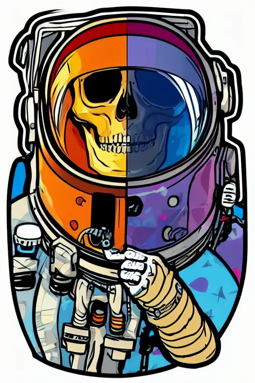 Image similar to A portrait of a skeleton as an astronaut, sticker, colorful, illustration, highly detailed, smooth and clean vector curves, no jagged lines, vector art, smooth