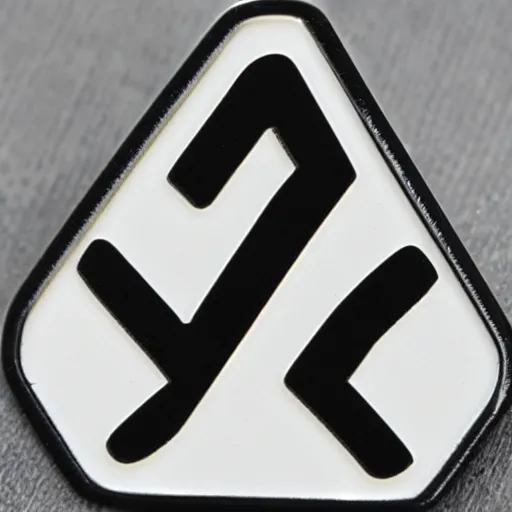 Image similar to a rhombus enamel pin of a retro minimalistic warning label, smooth curves