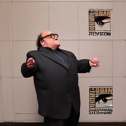 Prompt: <photograph quality=very-high funny=very-funny>Danny DeVito reacts to receiving cryptocurrency</photograph>