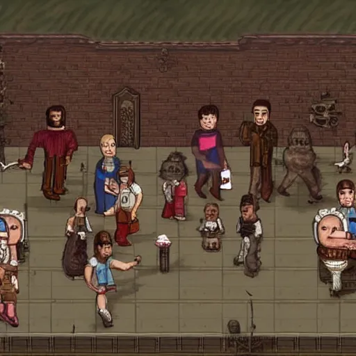 Image similar to a still of from the movie the royal tenenbaums crossover with the game diablo ii