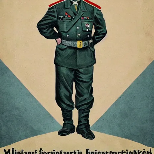 Image similar to portrait of the leader of fascist hungary, viktor orban in nazi uniform, nazi propaganda poster art 1 9 4 4, highly detailed, colored