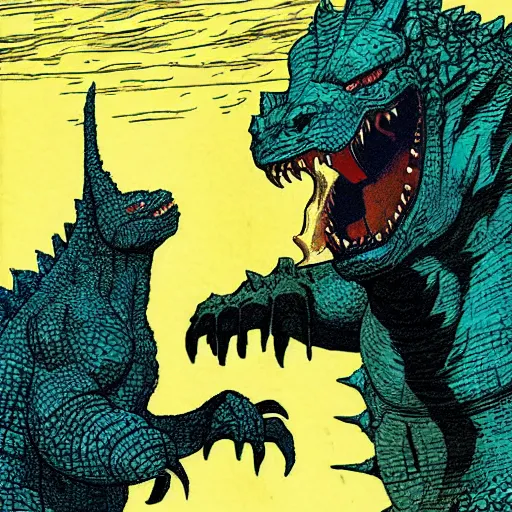 Image similar to godzilla by alan moore