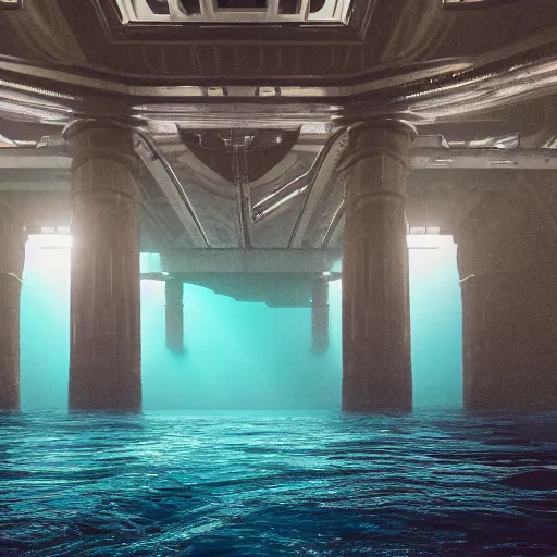 Prompt: underwater Westminster, deep underwater, dredged seabed, shot on gopro9, moody lighting, 8k, very very very highly detailed, hyper realistic realistic