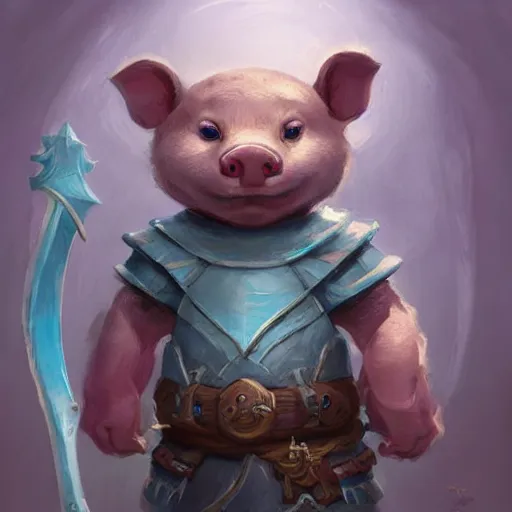 Image similar to anthropomorphic warrior piglet otter, pale blue armor, cute and adorable, DnD character art portrait, matte fantasy painting, DeviantArt Artstation, by Jason Felix by Steve Argyle by Tyler Jacobson by Peter Mohrbacher, cinematic lighting