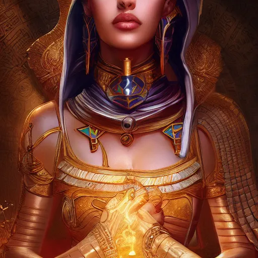 Prompt: egypt by artgerm and wlop and scott fischer and seb mckinnon, digital art, highly detailed, wide shot, intricate, fantasy, mystical, sharp focus, Trending on Artstation HQ, deviantart, unreal engine 5, 4K UHD image