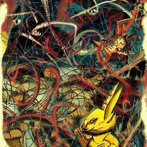 Image similar to demonic sandshrew concept art jackson pollock basquiat chris cold Vladimir Tretchikoff kitsch