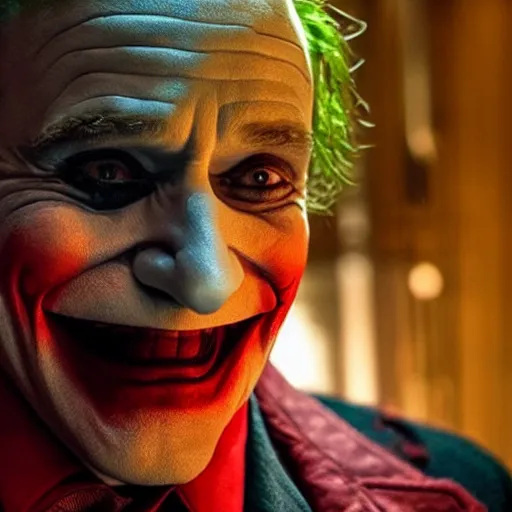 Image similar to stunning awe inspiring ( robin williams ) as the joker 8 k hdr movie still atmospheric lighting