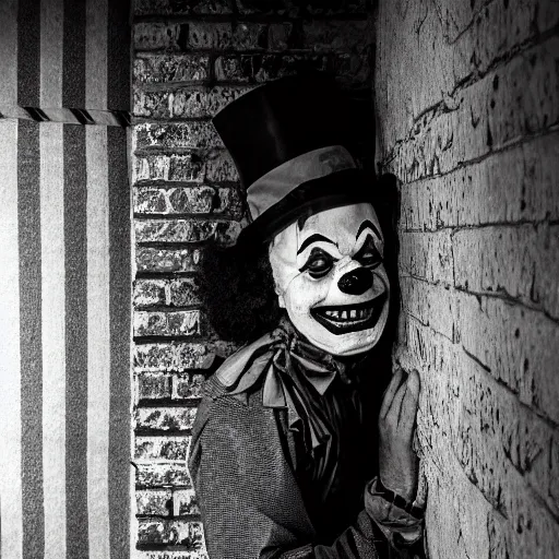 Prompt: photo of a clown crying in a corner