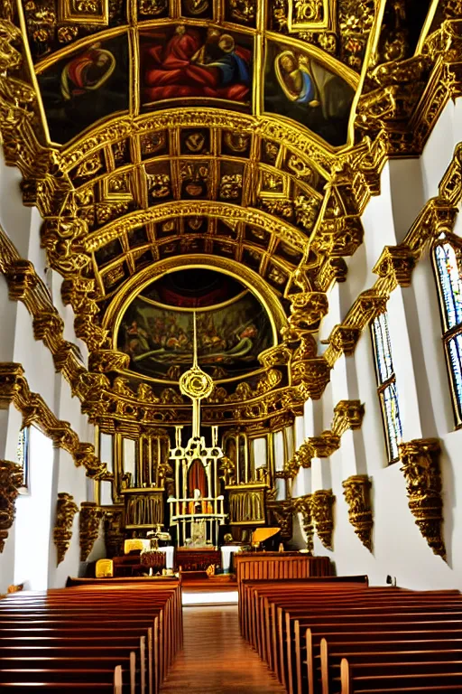 Image similar to photo inside a church, ornate, highly detailed