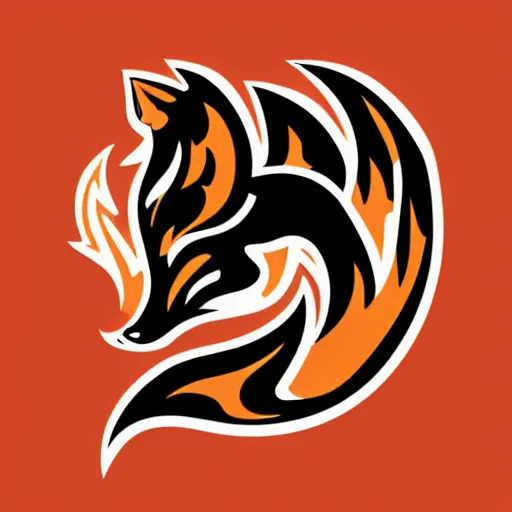 Image similar to a vector logo of a burning fox with flames style