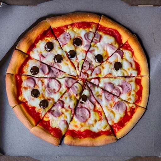 Image similar to clown pizza, clowcore, michelin star food, clowncore funohuse, photo by annie leibowitz