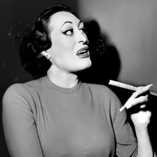 Image similar to joan crawford smoking a joint