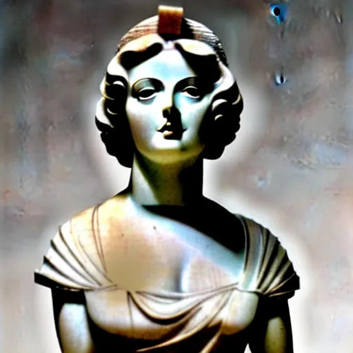 Image similar to antique greek roman italian sculpture of hedy lamarr, [ 1 9 4 0 ], marble